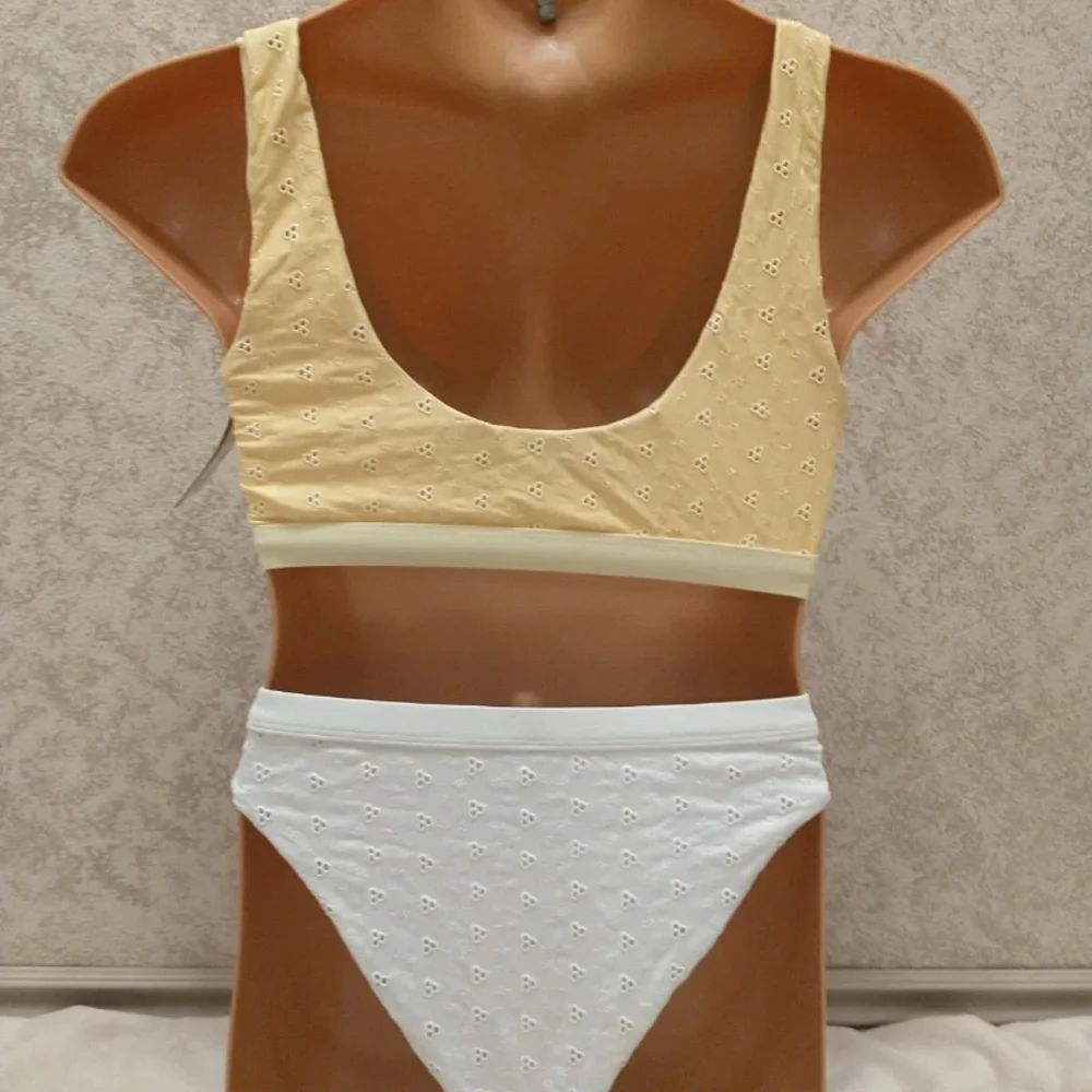 Dippin' Daisy's Yellow and White Embroidered Eyelet Bikini